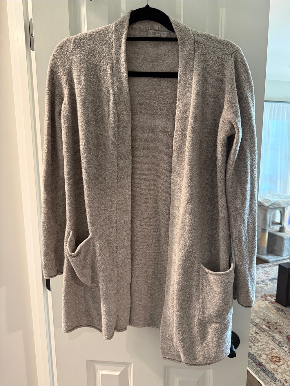 Barefoot Dreams Cozy Open-Front Cardigan in Light Taupe